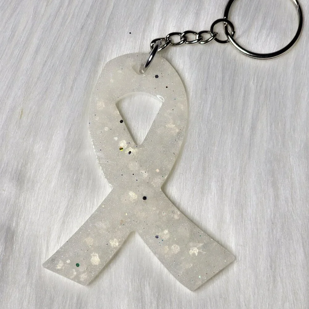 3" Cancer Ribbon Keychain - Picture 2 of 2